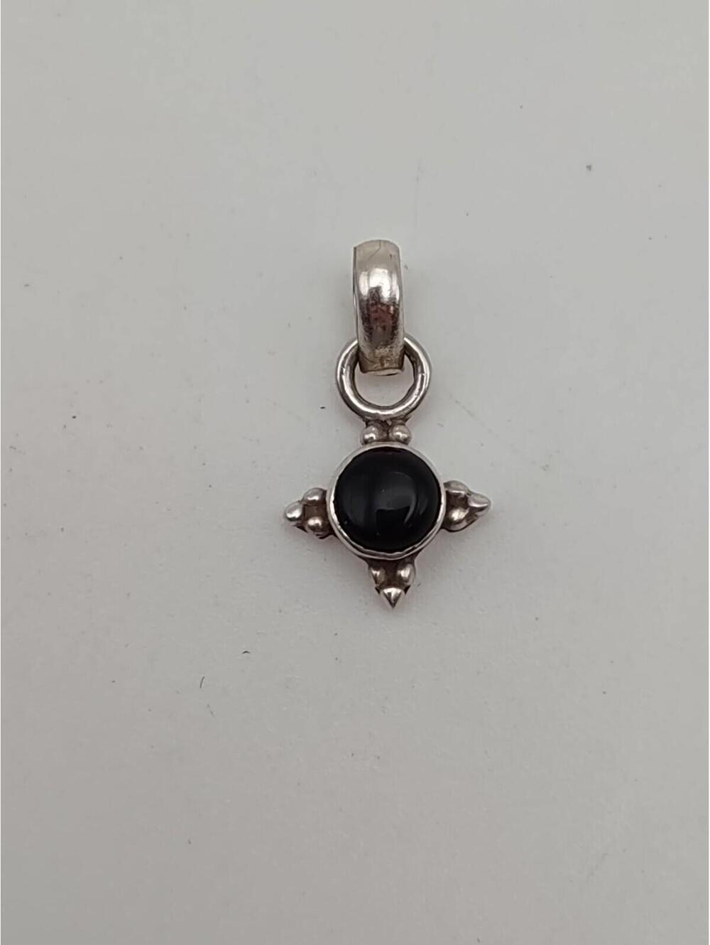 Sterling Black Stone Petite Pendant 925 Minimalist